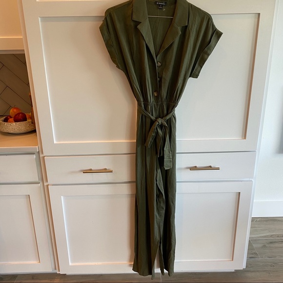 & harmony army green button front jumpsuit - Picture 2 of 7